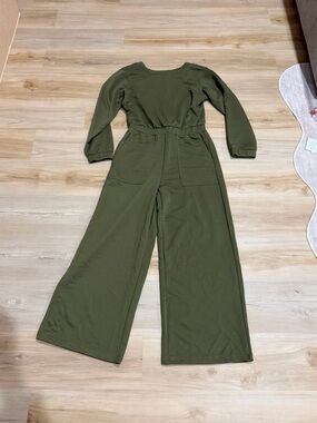 Women's Olive Green Wide-Leg Jumpsuit